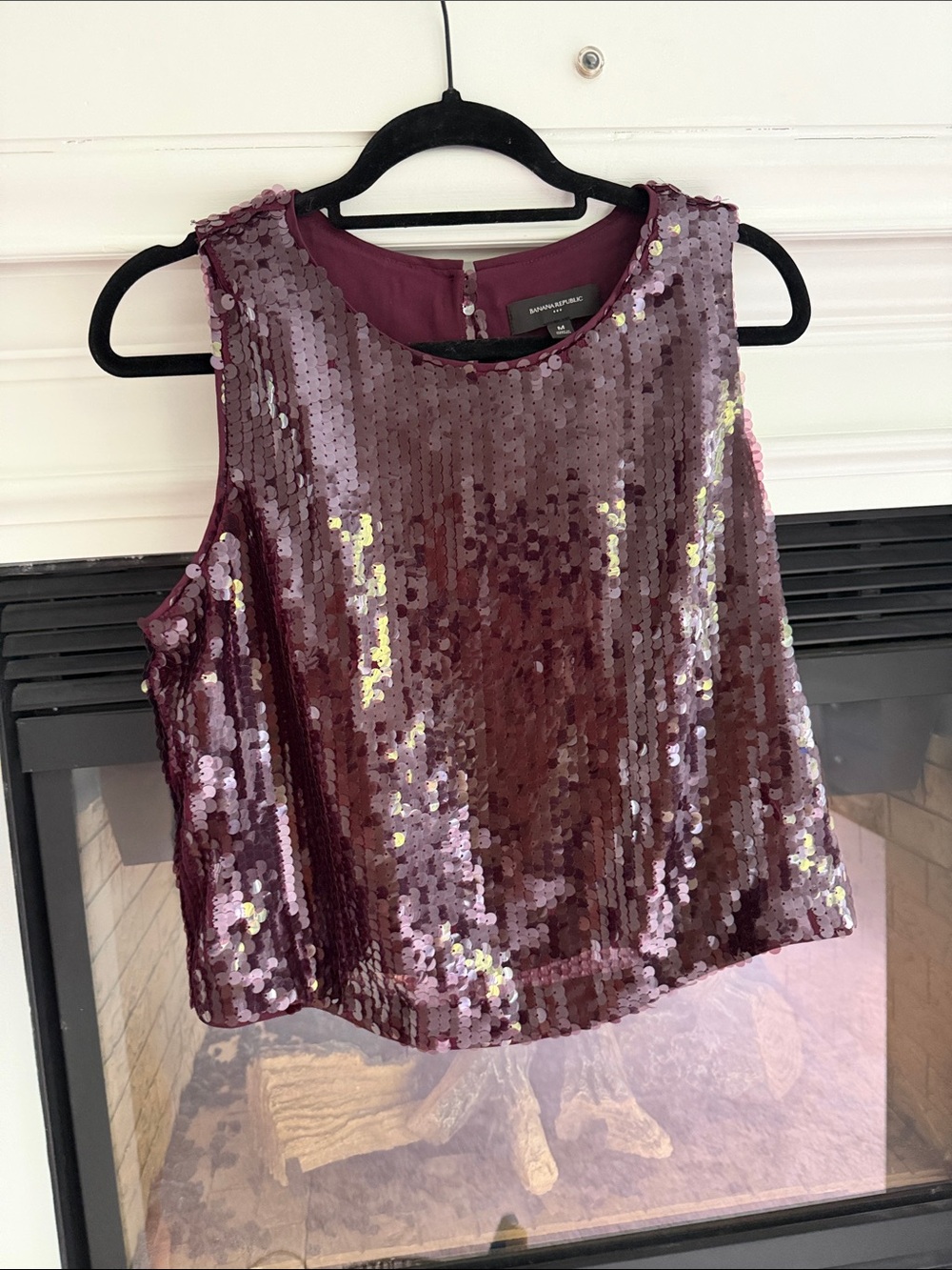 Like New! Sequined Sleeveless Crop Top - Mauve